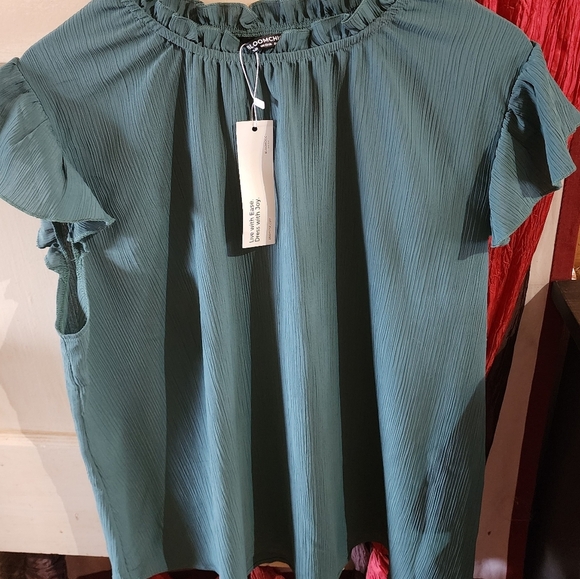 NWT Bloomchic Jewel Tone Teal Green Fall Bohochic Romantic Top Size 2X - Picture 1 of 5